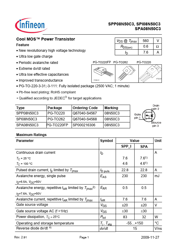 SPA08N50C3