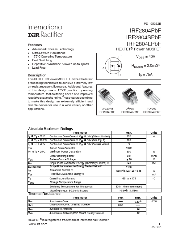 IRF2804LPbF