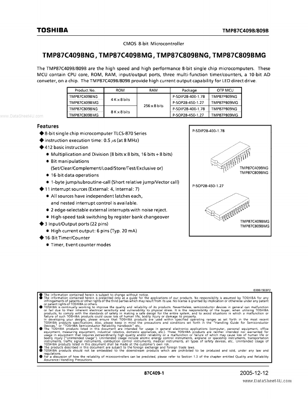 TMP87C409BMG