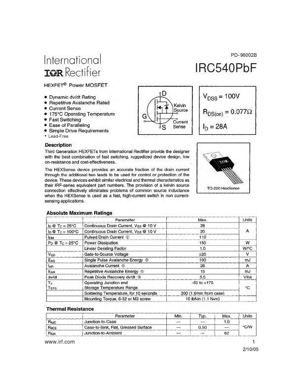 IRC540PbF