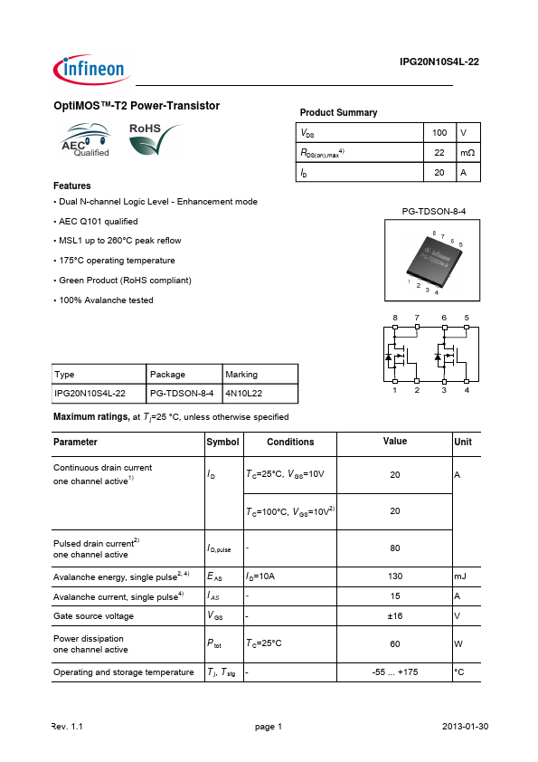 IPG20N10S4L-22