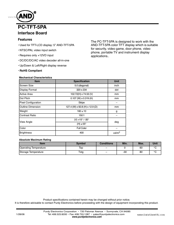 PC-TFT-5PA