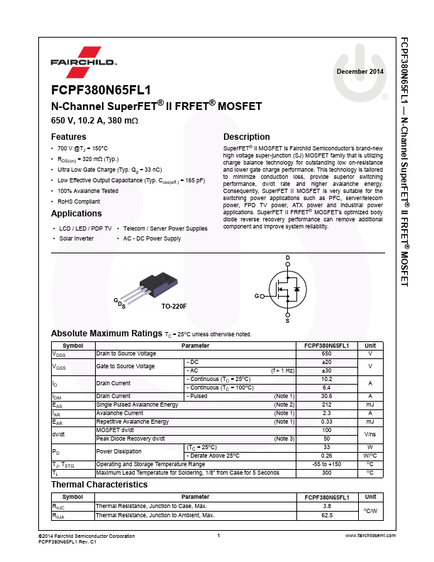 FCPF380N65FL1