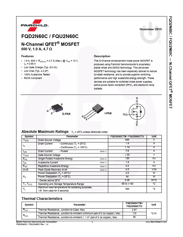 FQD2N60C