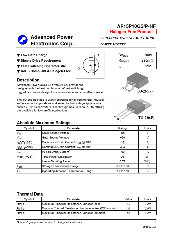 AP15P10GS-HF