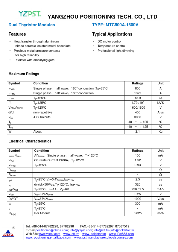 MTC800A-1600V