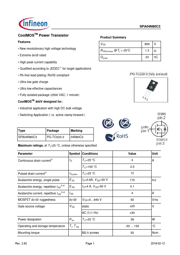 SPA04N80C3