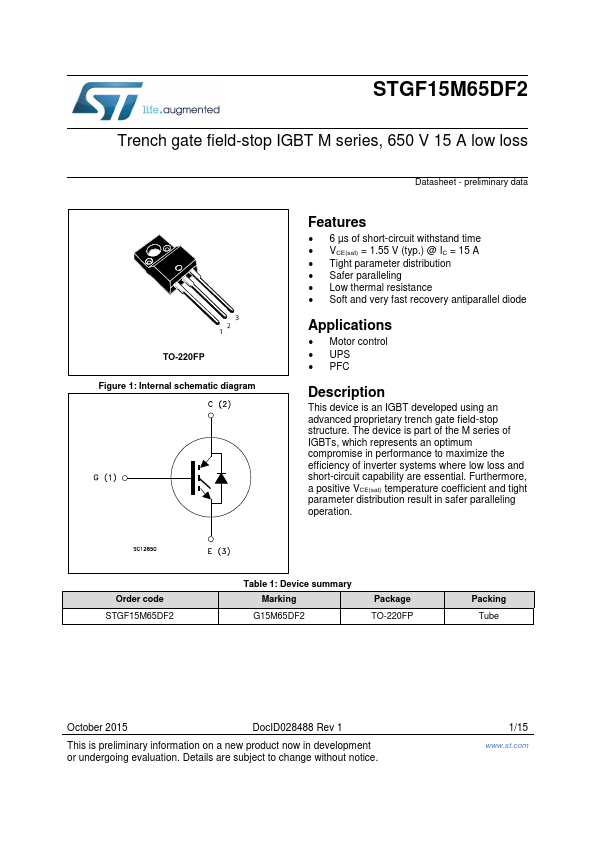 STGF15M65DF2