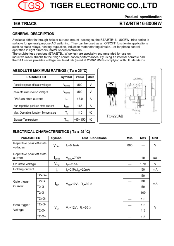 BTA16-800BW