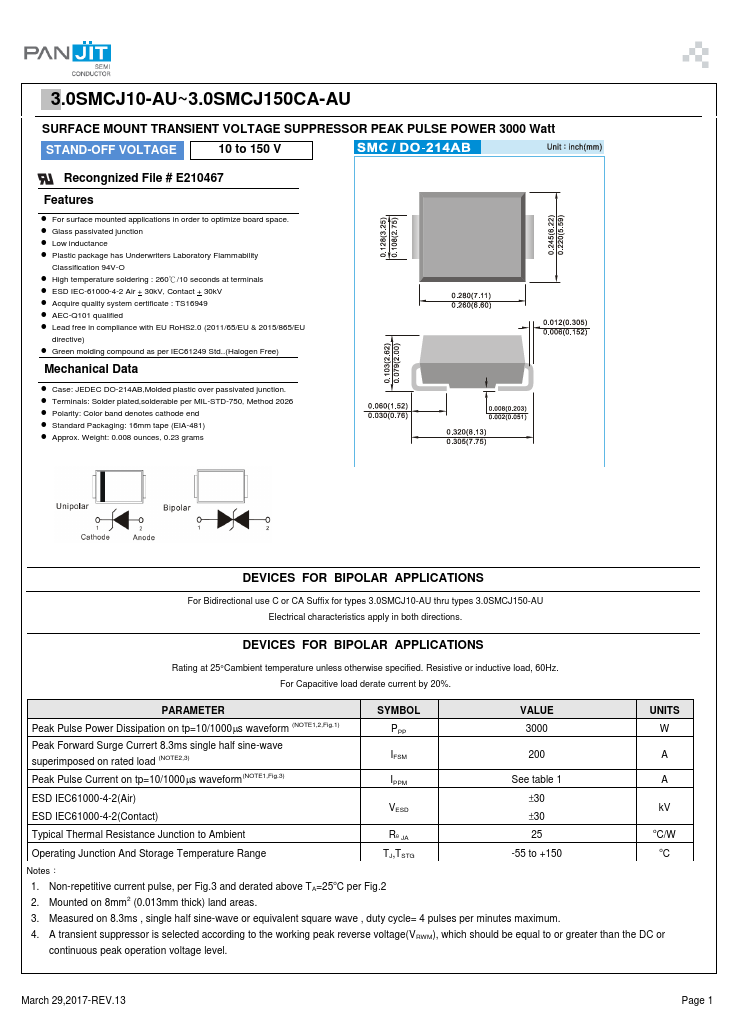 3.0SMCJ64A-AU