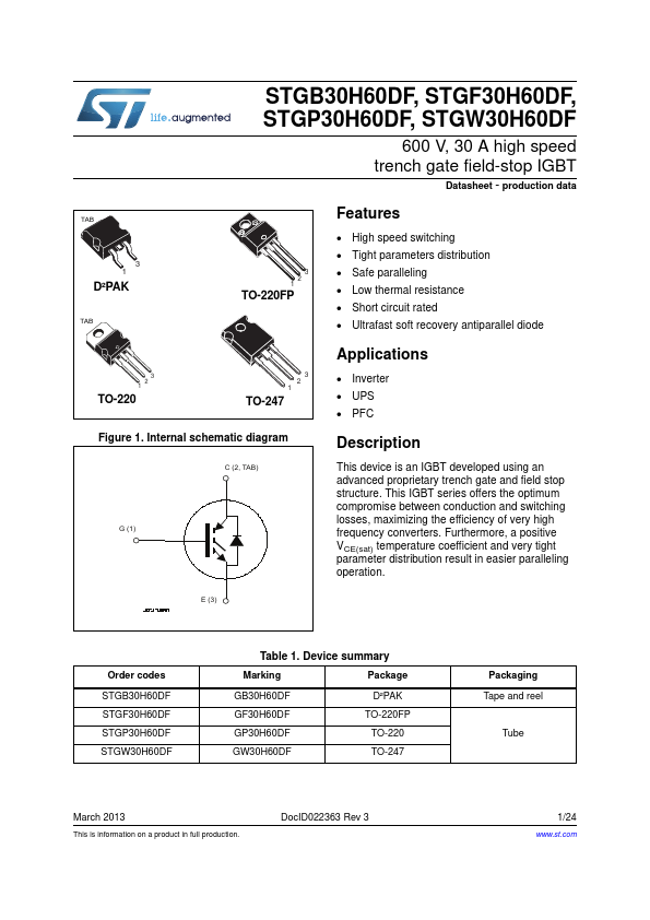 STGW30H60DF