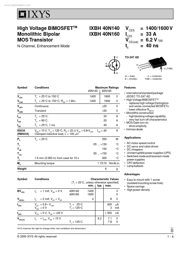 IXBH40N140