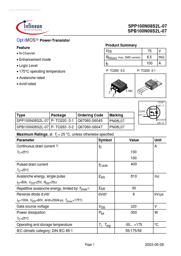 SPP100N08S2L-07