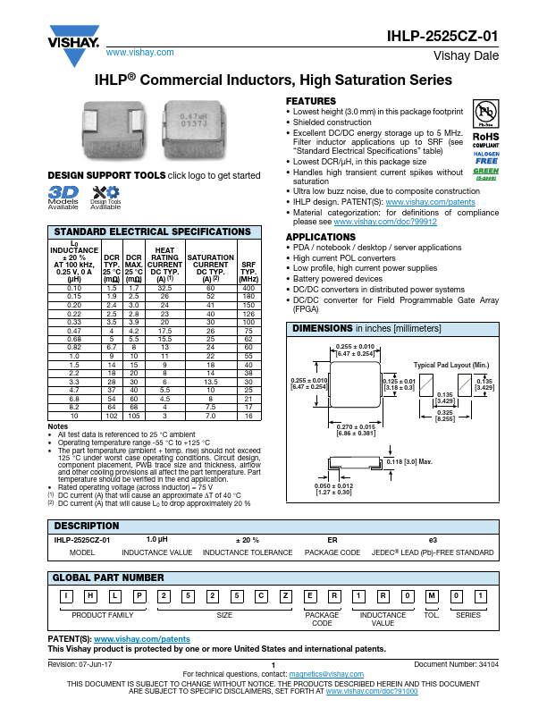 IHLP2525CZER1R0M01