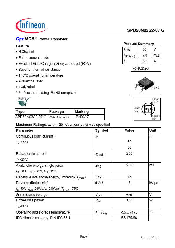 SPD50N03S2-07G