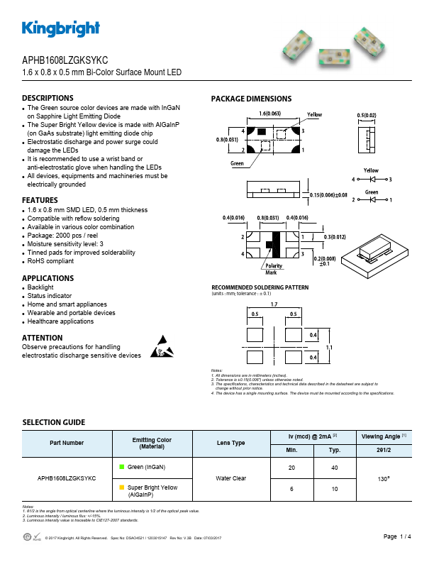 APHB1608LZGKSYKC