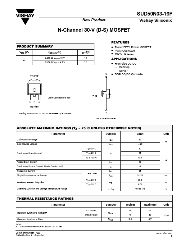 SUD50N03-16P