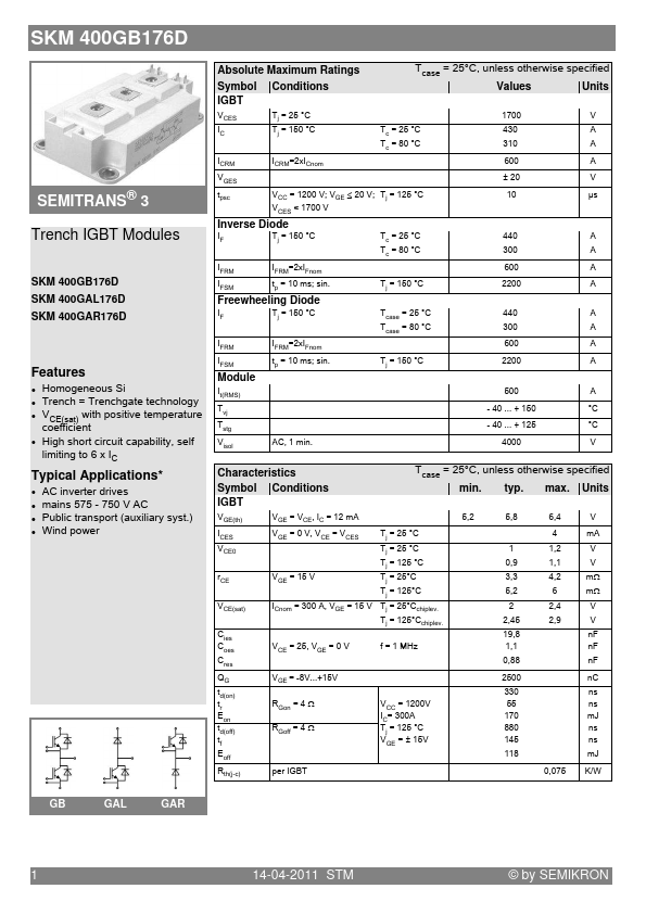 SKM400GB176D