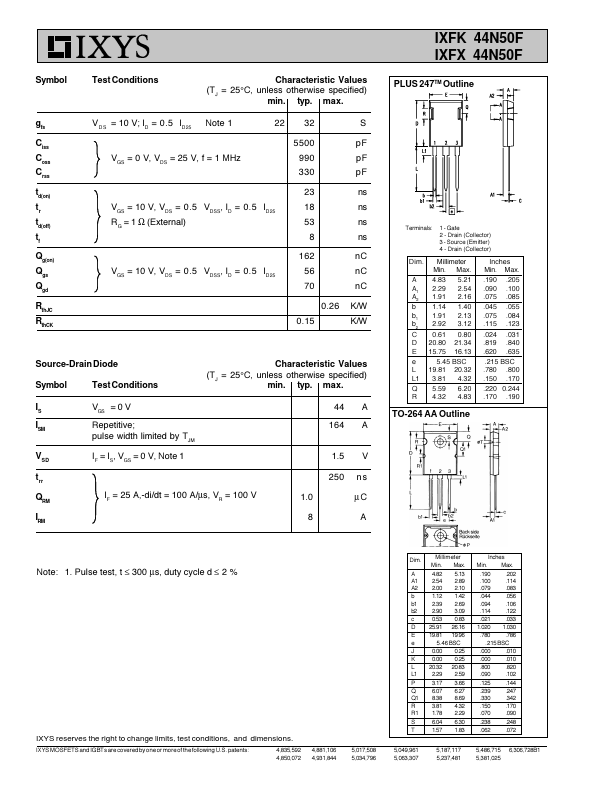 IXFX44N50F