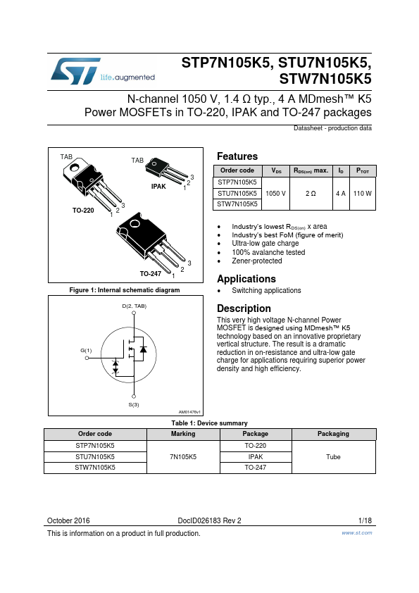 STP7N105K5