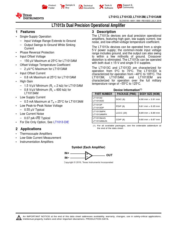 LT1013M