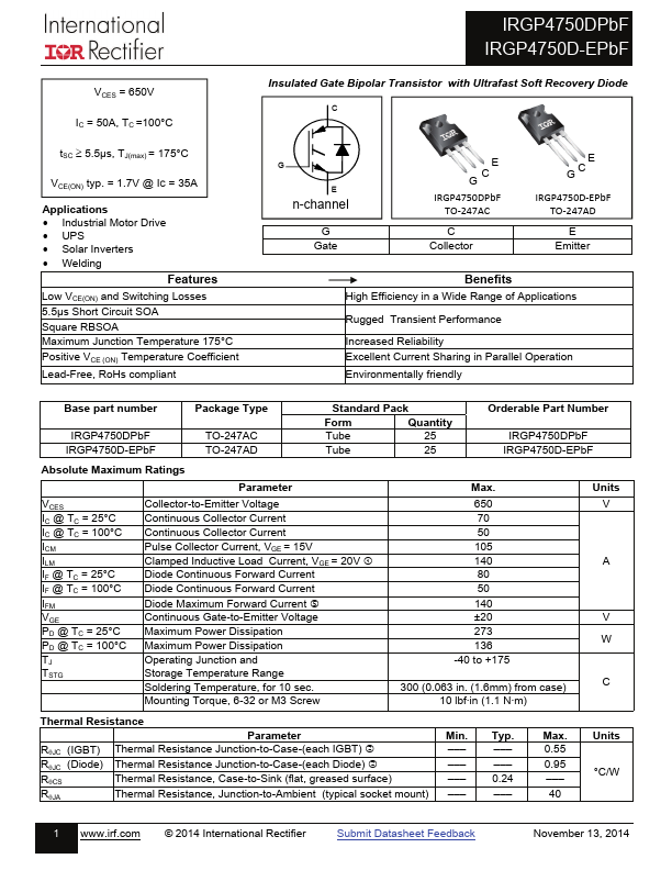 IRGP4750D-EPbF